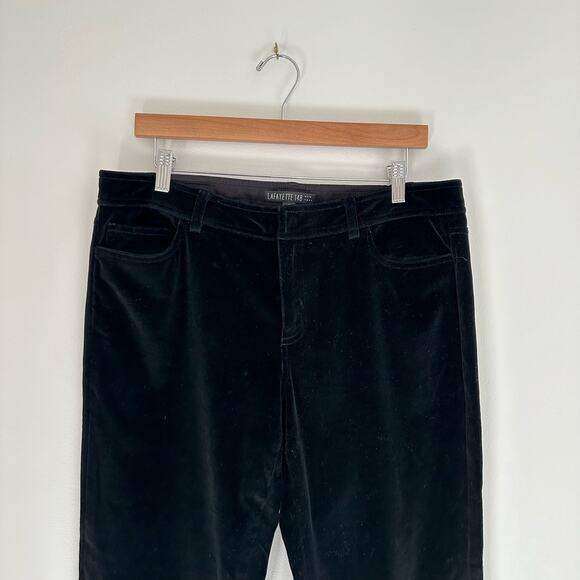 Lafayette 148 Crushed Velvet Gates Straight Leg Pant Black 8 - Picture 4 of 9